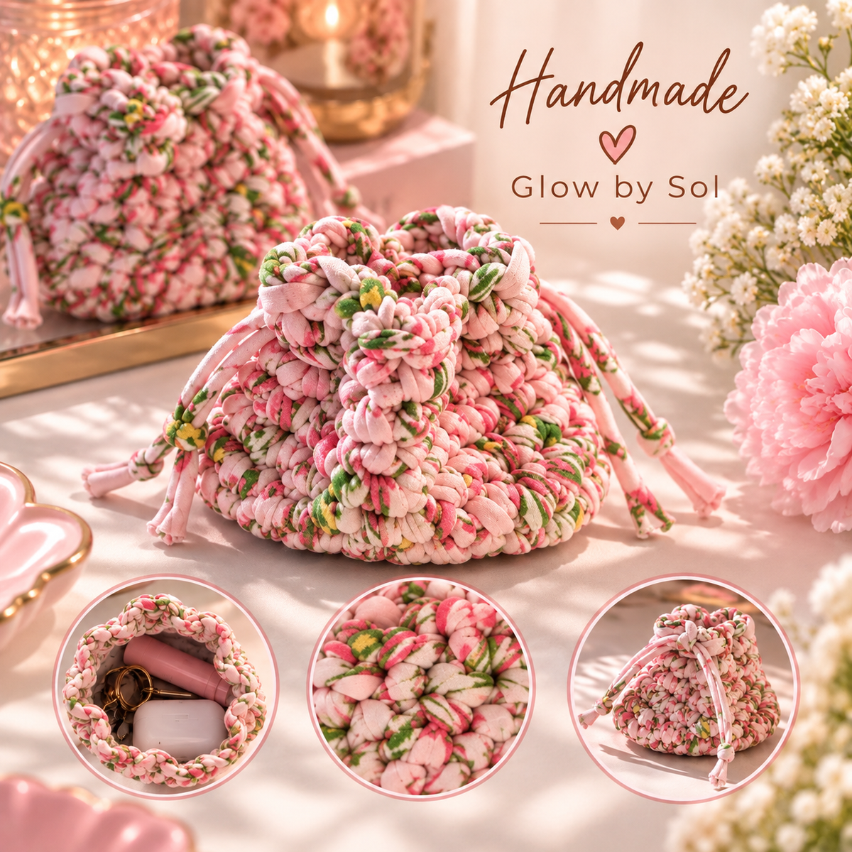 Mini Bloom Pouch – Handmade by Glow by Sol